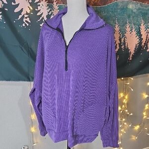 Phierce Fashions Purple Ribbed Half Zip Size M